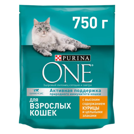 Корм Purina One д/кошек курица/злаки 750гр д/п