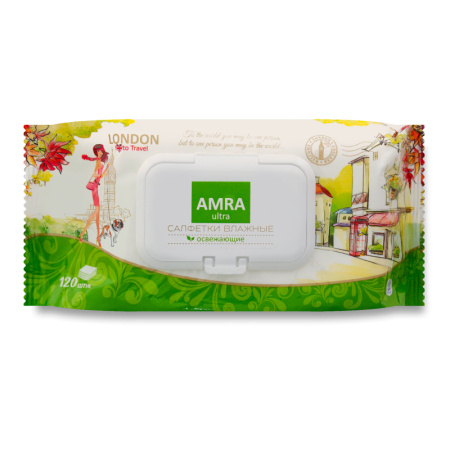 Салфетки Влажные Освежающие Ultra Amra 120шт