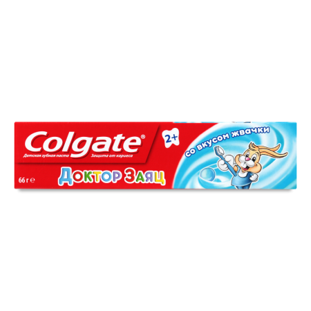 Паста Зубная Для Детей от 2лет со Вкусом Жвачки Доктор Заяц Colgate 50мл