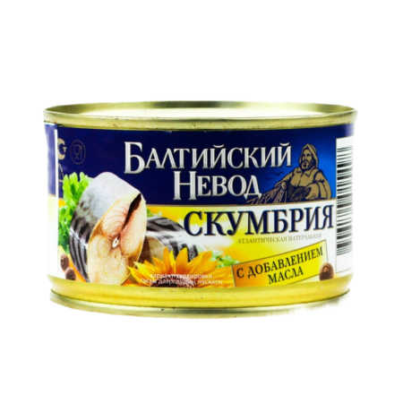 Скумбрия Балтийский Невод Атлант Нат с Доб Масла 240гр ж/б