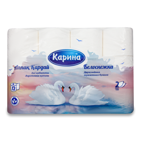 Бумага Туалетная 2-слойная Белоснежка Карина 12шт
