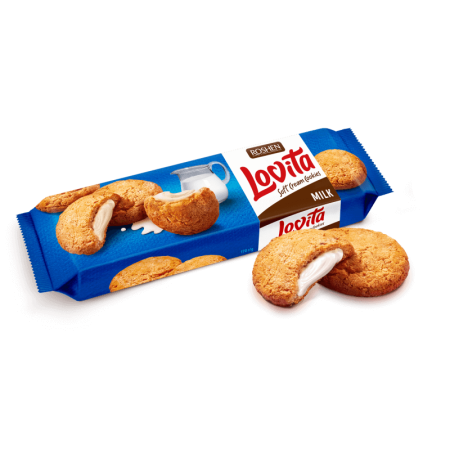 Печенье Roshen Lovita Milk Сдобное с Молочной Начинкой 127гр фл/п