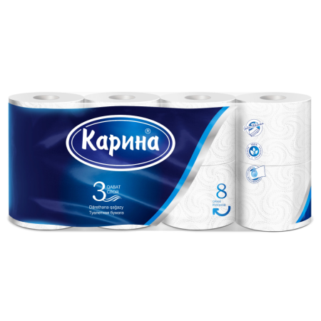 Бумага Туалетная Карина 3сл 8шт гр/уп Бумага Туалетная Карина 3сл 8шт гр/уп