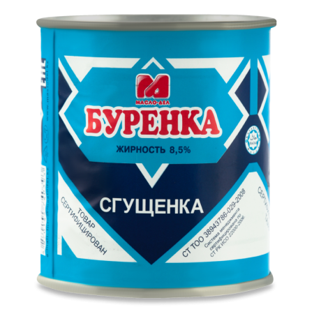Продукт Сгущенный 8.5% растительно-молочный с Сахаром Сгущенка Буренка масло-дел ж/б 380г