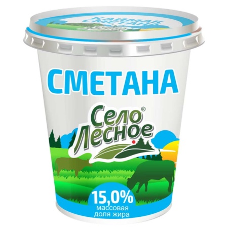 Сметана Село Лесное 15% 360гр Стак