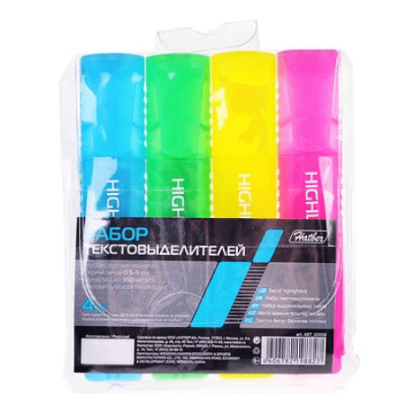 Набор Текстовыводителей Hatber 4цв 0,5-5мм 4шт бл/у
