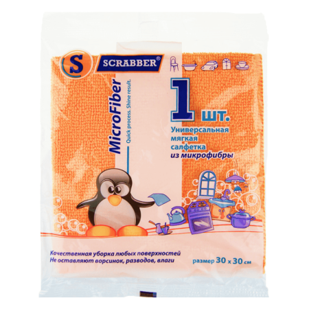 Салфетка Scrabber Универсальная Мягкая из Микрофибры 1шт 30*30 бл/у
