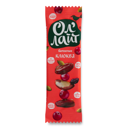 Батончик фруктово-ореховый Клюква ол'лайт м/у 30г