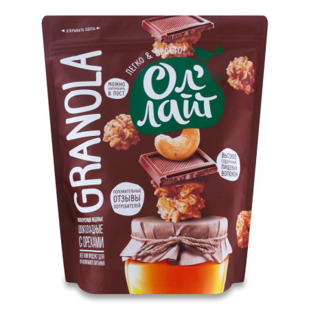 Мюсли Оллайт Granola Шоколадные с Орехами 280гр д/п
