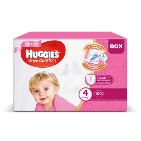 Подгузники Huggies Ultra Comfort д/девочек 4 8-14кг 100шт Кор