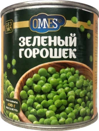 Горошек Omnes Консервированный Зеленый 400г ж/б