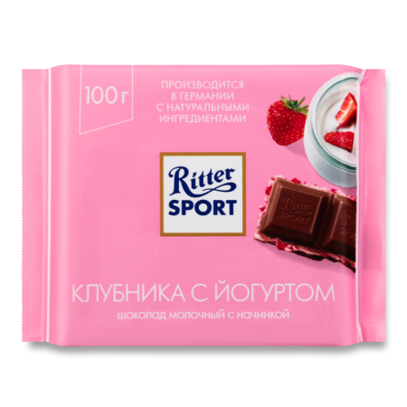 Шоколад Молочный с Начинкой Клубника с Йогуртом Ritter Sport м/у 100г