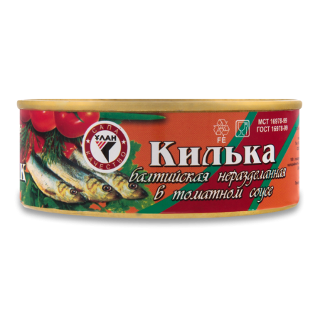 Килька Балтийская Неразделанная в Томатном Соусе Ұлан ж/б 240г