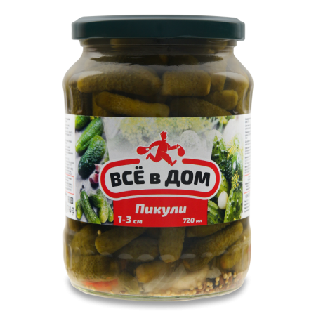 Пикули Консервированные 1-3см Всё в Дом с/б 720мл