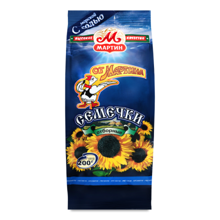 Семечки Черные Отборные Обжаренные с Морской Солью Премиум от Мартина м/у 200г