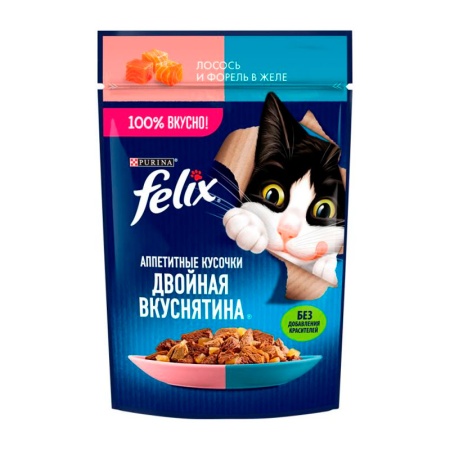 Корм Felix Лосось и Форель в Желе 75гр д/п