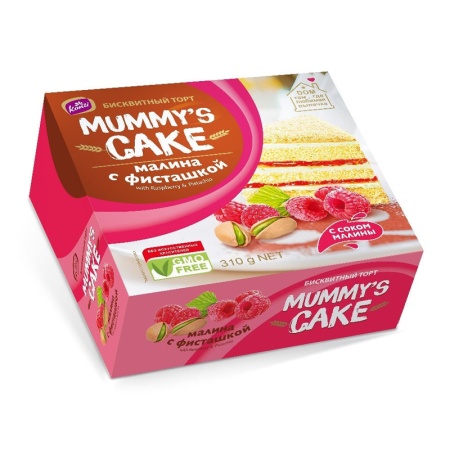 Торт mummy's Cake Бисквитный Малина с Фисташкой 310гр Кор