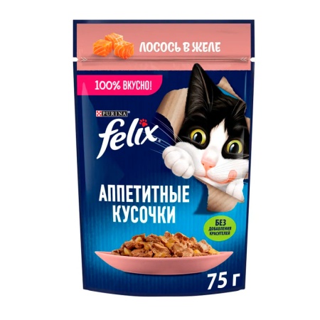 Корм Felix Лосось в Желе 75гр д/п
