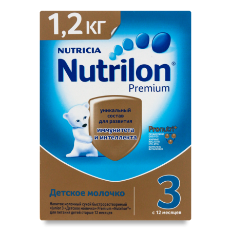 Напиток Молочный Сухой Для Детей от 12мес Быстрорастворимый Детское Молочко №3 Premium Nutrilon ж/б 1.2кг