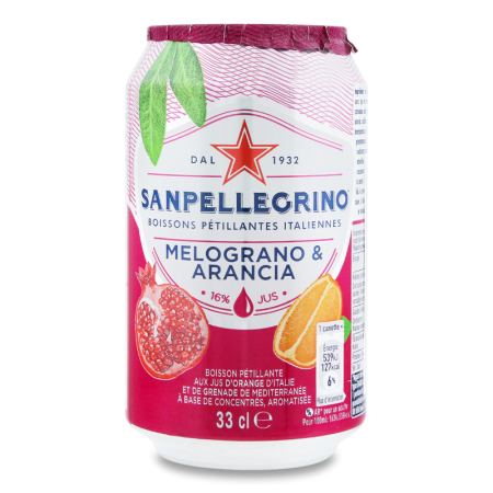 Напиток Sanpellegrino Melograno e Arancia c/газ 330 мл ж/б