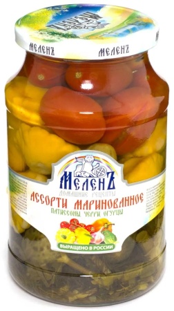 Ассорти Мелень Мар патисоны/черри/огурцы 900гр с/б