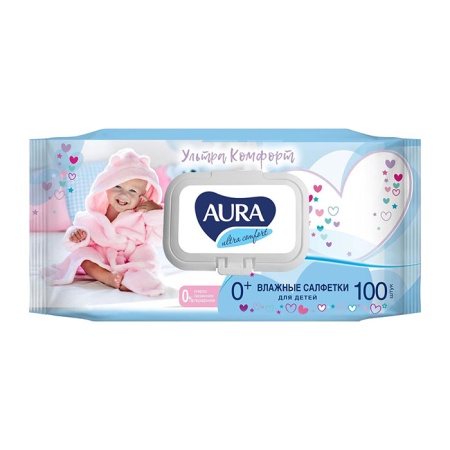 Салфетки Aura Ultra Comfort д/детей Влажные 100шт п/п
