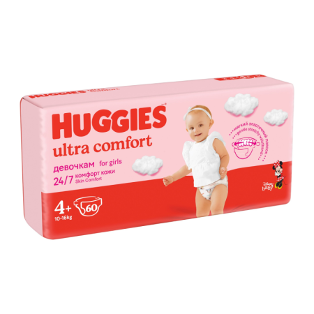 Подгузники Huggies д/девочек 10-16кг 4+ 60шт гр/у
