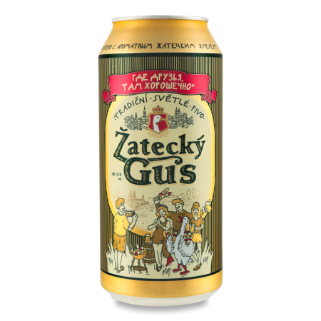 Пиво 0.9л 4.6% Светлое Пастеризованное Zatecky Gus ж/б