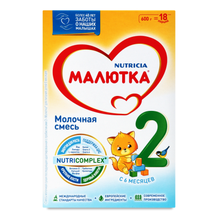 Смесь Молочная Сухая с Пребиотиками Для Детей от 6мес №2 Малютка к/у 600г
