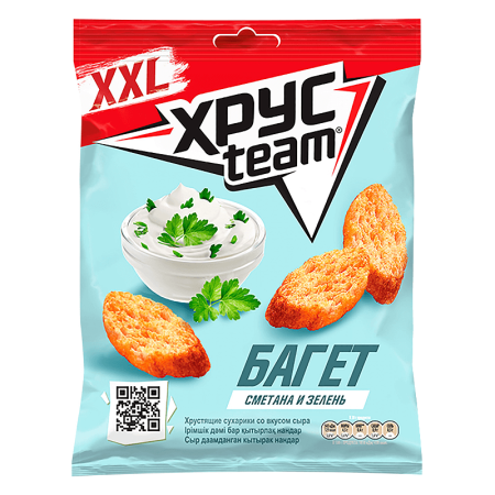 Сухарики Хрусteam Багет Сметана и Зелень 100гр п/п