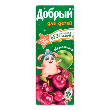 Сок Восстановленный Для Детей от 5лет яблоко-вишня Добрый т/п 0.2л