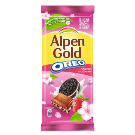 Шоколад Alpen Gold Oreo Нежная Клубника 90г фл/п