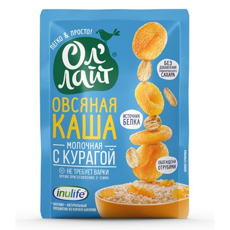 Каша ол'лайт овсяная/молочная с Курагой 40гр Саше