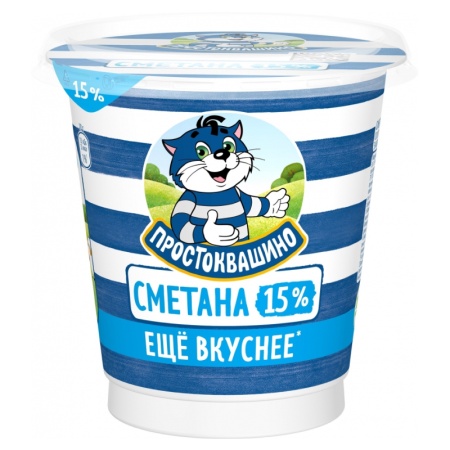 Сметана Простоквашино 15% 300гр Стак