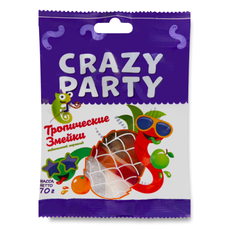 Мармелад Жевательный Фигурный Тропические Змейки Crazy Party м/у 70г