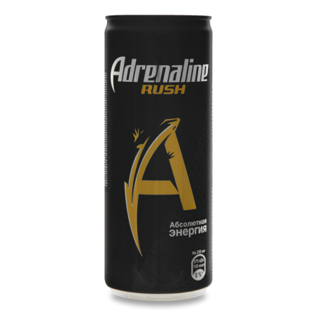 Напиток Безалкогольный Тонизирующий Энергетический Газированный Rush Adrenaline ж/б 0.25л