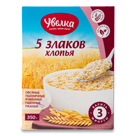 Хлопья Овсяные 5 Злаков Увелка к/у 350г