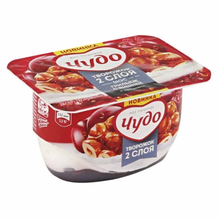 Творожок Чудо грильяж/вишня/орешки 2 Слоя 4,5% 100гр Стак