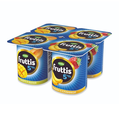 Йогурт Campina Fruttis Сливоч Лакомство дыня/манго 5% 115гр Стак