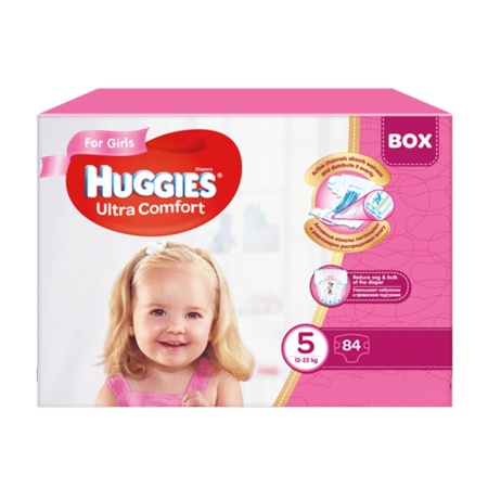 Подгузники Huggies Ultra Comfort д/девочек 5 12-22кг 84шт Кор
