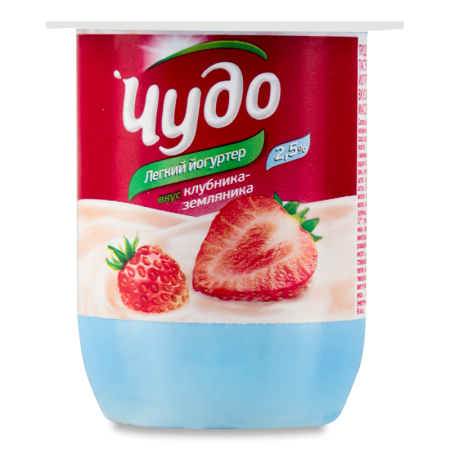 Продукт Йогуртный 2.5% Пастеризованный Фруктовый клубника-земляника Легкий Йогуртер Чудо ст 115г