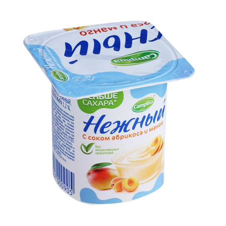 Йогурт Campina Нежный с Соком Абрикоса и Манго 1,2% 100гр гр/уп