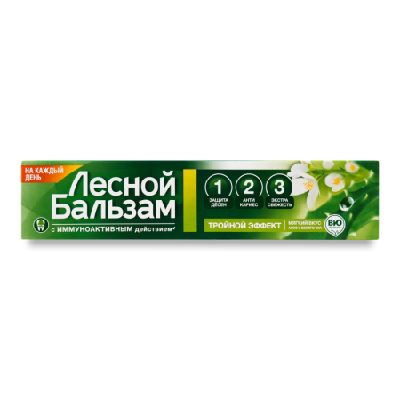 Паста Зубная с Экстрактами алоэ-вера и Белого Чая на Отваре Трав Профилактическая Тройной Эффект Лесной Бальзам 75мл