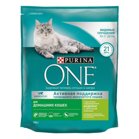 Корм Purina One д/кошек индейка/злаки 750гр д/п