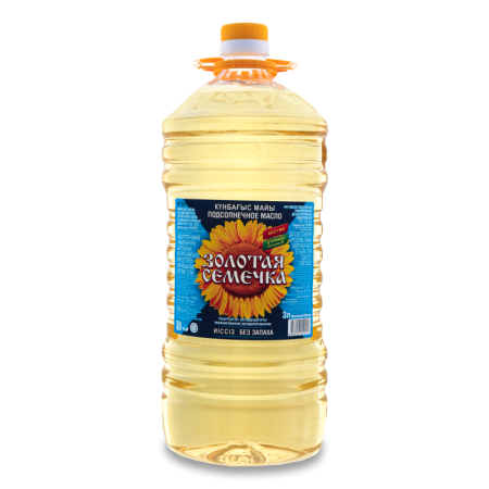 Масло Подсолнечное Рафинированное Дезодорированное Золотая Семечка п/бут 3л