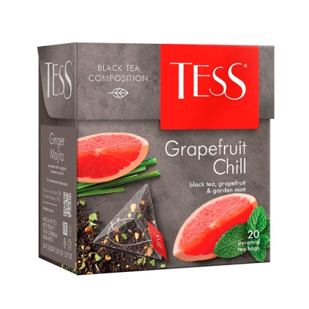 Чай Tess Байховый Черн с Ароматом грейпфрута/мяты 20пак 36гр Кор