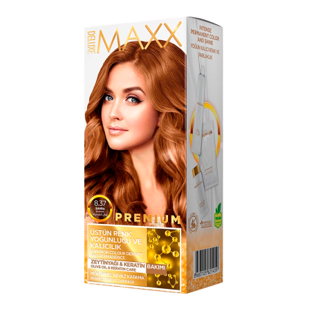 Крем Краска Для Волос Maxx Deluxe Premium 8 37 Светлый Золотисто  Коричневый