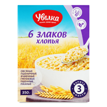 Хлопья 6 Злаков Увелка к/у 350г