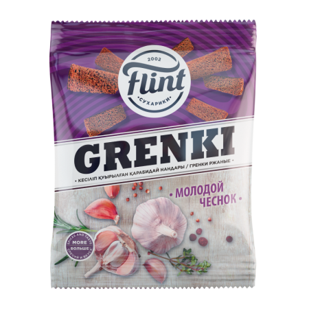 Сухарики Flint Grenki Молодой Чеснок 100гр м/у