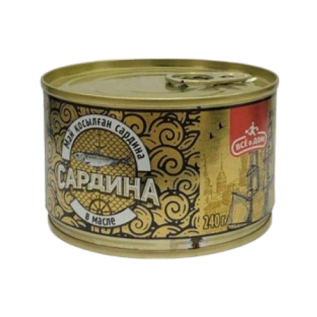 Сардины Всё в Дом с Добавлением Масла 240гр ж/б